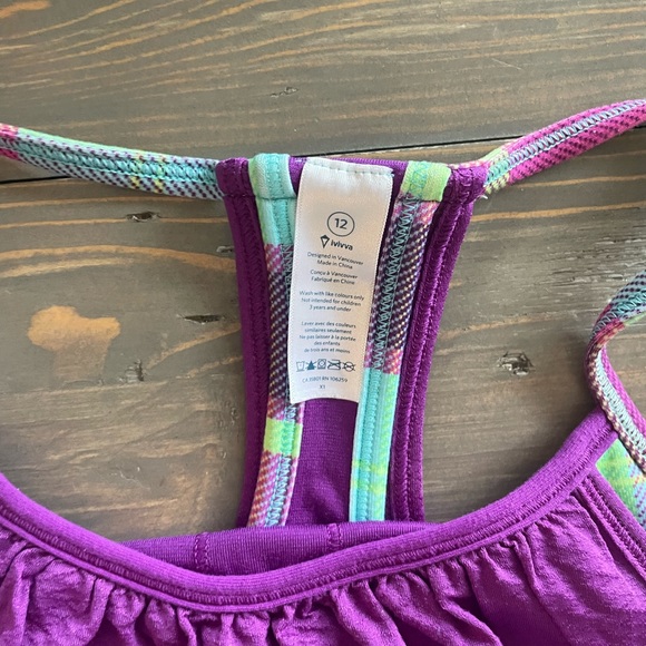 Ivivva Tank Top with shelf bra. Size 12. Great condition. - Picture 3 of 3